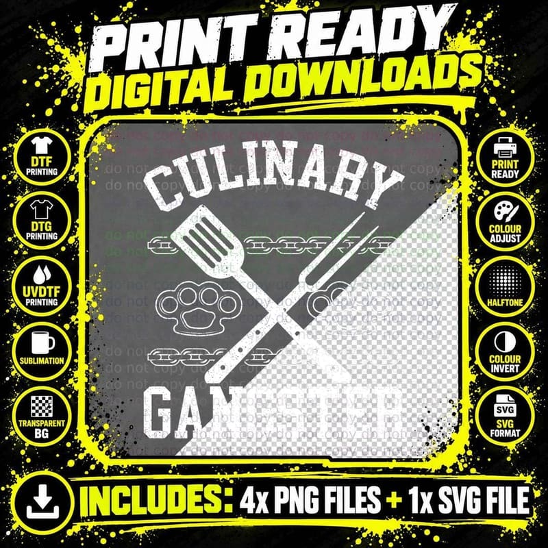 Culinary Gangster Cooking Master Chef Hat Proud Cook Png SVG Digital Bundle