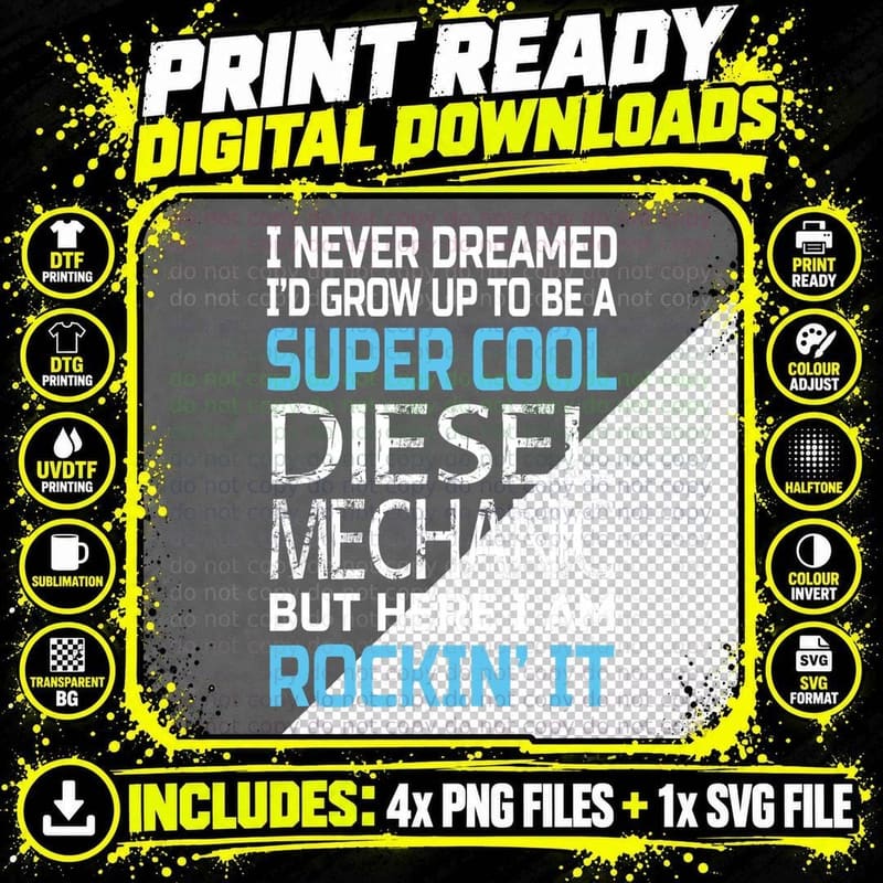 Diesel Mechanic T-Shirt Funny Gift for Diesel Mechanic Png SVG Digital Bundle