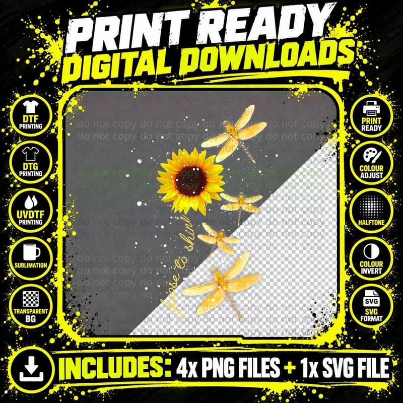 Dragonfly Sunflower Teacher Growth Mindset Choose to Png SVG Digital Bundle