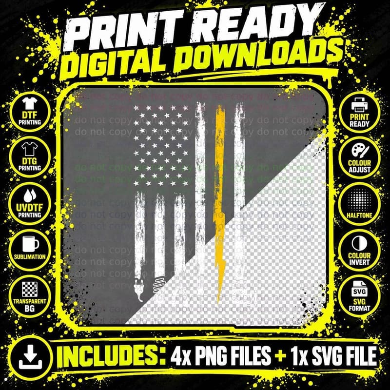 Electrician US Flag Tools for Electricians T-Shirt Png SVG Digital Bundle