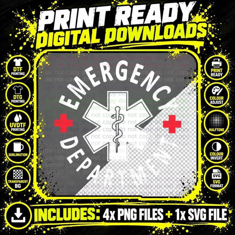 Emergency Department Emergency Room Healthcare Nursing Png SVG Digital Bundle