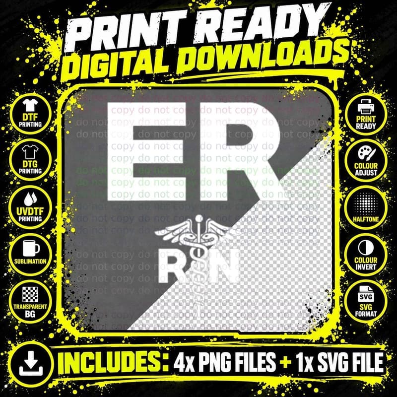 Emergency Room Registered Nurse Hospital RN Staff T-Shirt Png SVG Digital Bundle