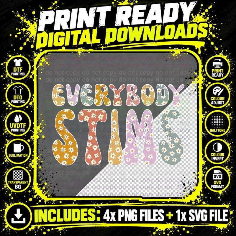 Everybody Stims Special Education Teacher Autism Png SVG Digital Bundle
