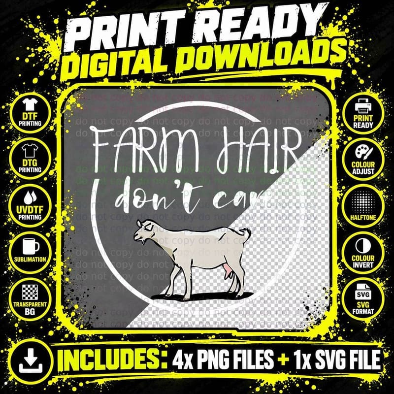 Farm Hair Don't Care Premium Shirt. Farmer T-Shirt Gift Png SVG Digital Bundle