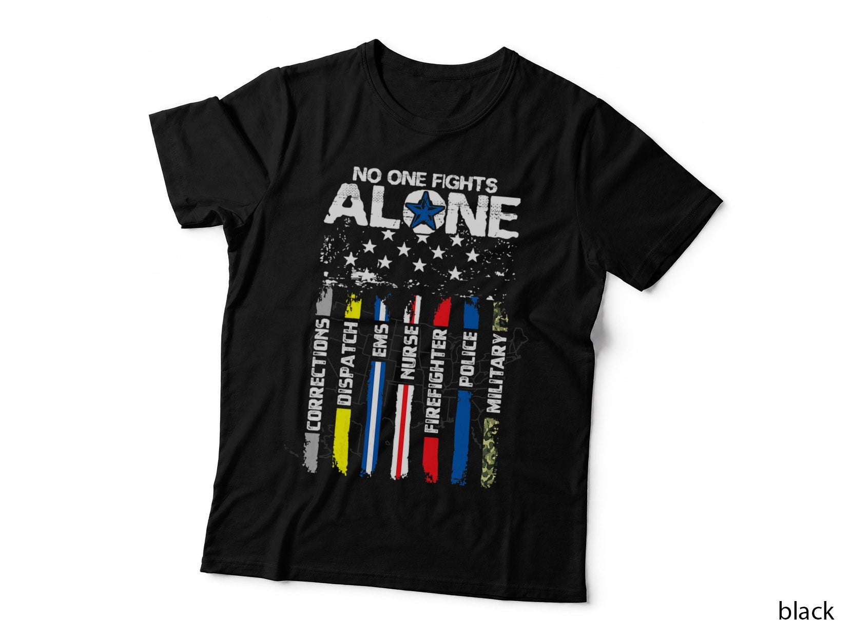 First Responders American Thin Line Police Fire Military EMS T-Shirt