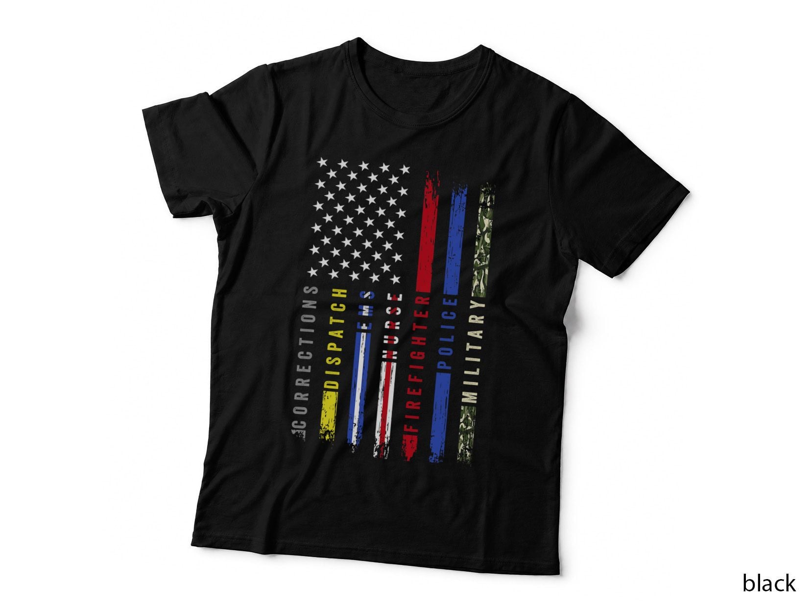 First Responders Hero Flag Nurse EMS Police Fire Military T-Shirt