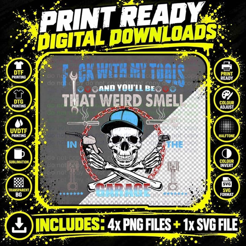Funny Adult Automotive Mechanic Auto Shop Tools Warning Png SVG Digital Bundle