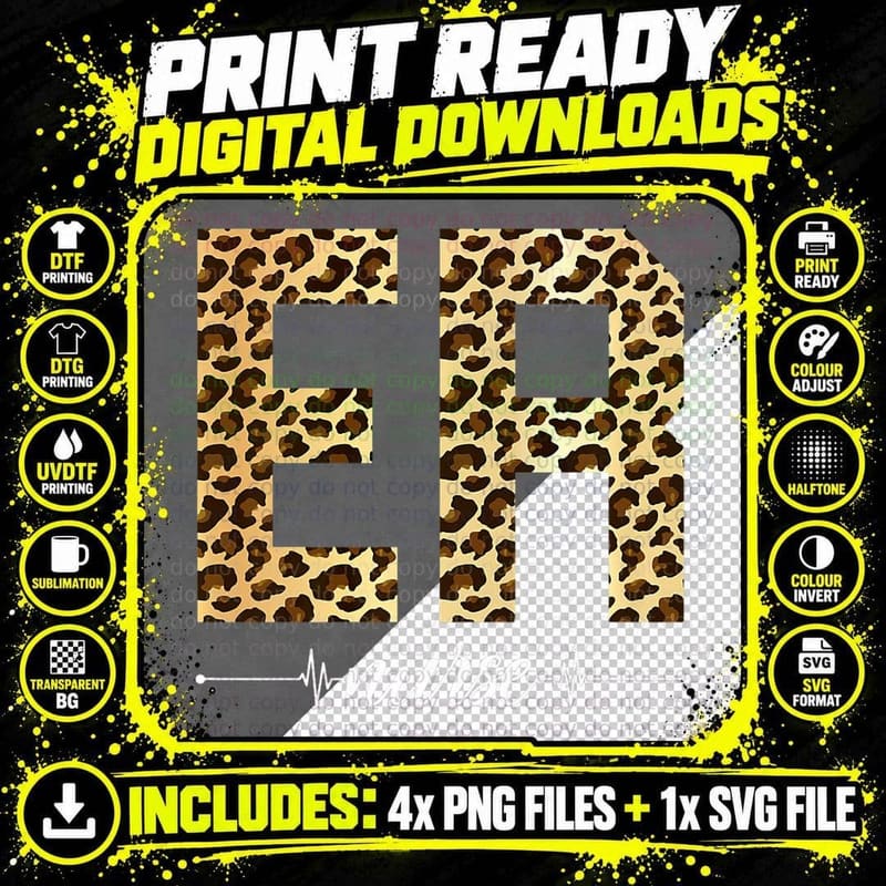 Funny ER Nurse Leopard Print Emergency Trauma Room Nurse Png SVG Digital Bundle