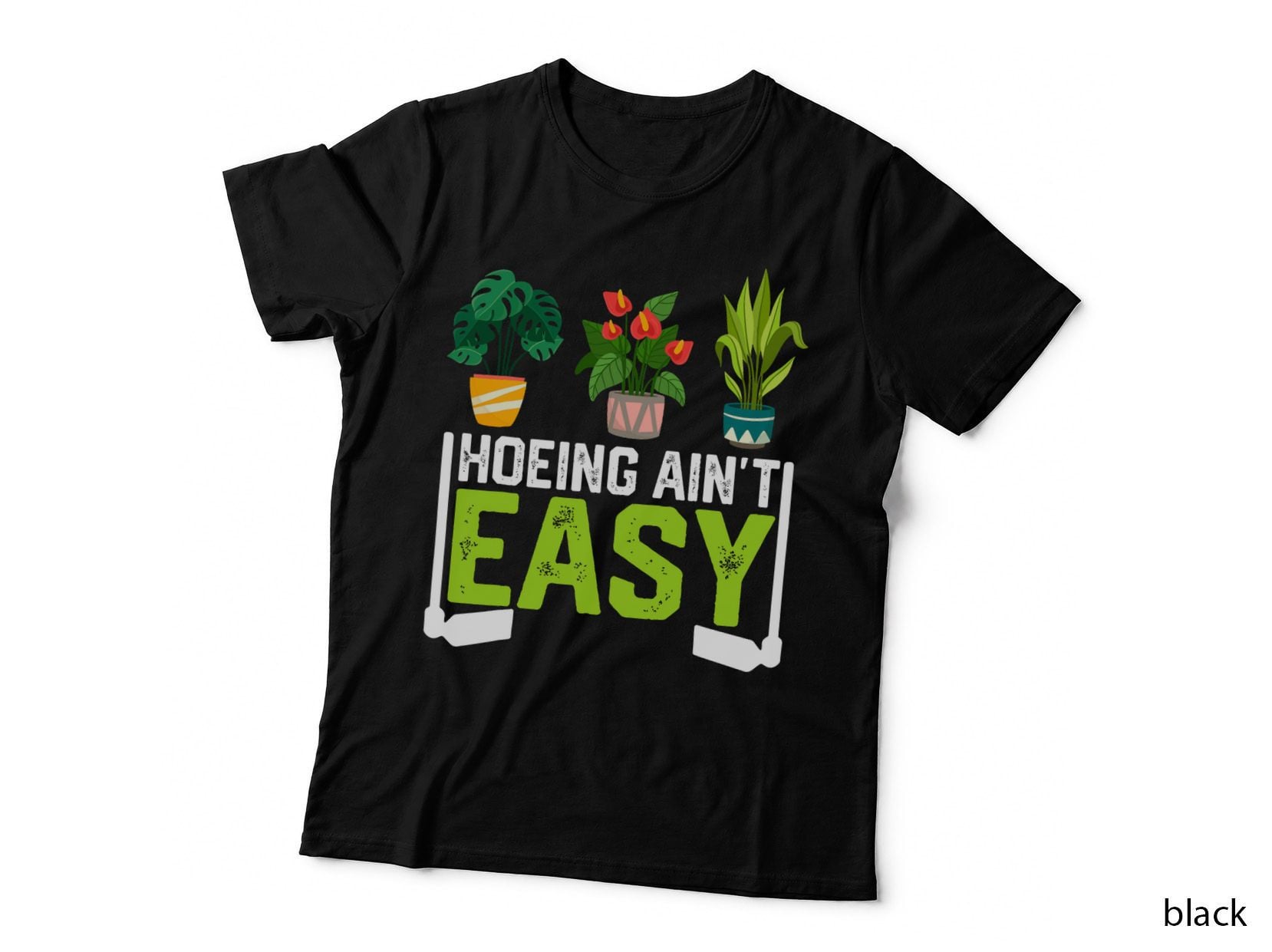 Funny Farmer Hoeing Ain't Easy Vegetable Plants Gardening T-Shirt