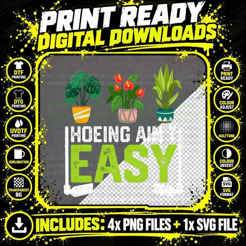 Funny Farmer Hoeing Ain't Easy Vegetable Plants Png SVG Digital Bundle
