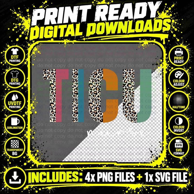 Funny Leopard TICU Nurse Tee, Trauma Intensive Care Unit Png SVG Digital Bundle