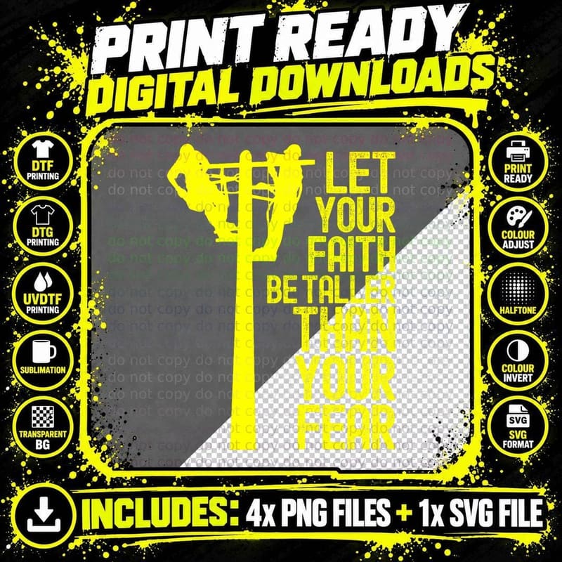 Funny Lineman Electrician Christian Bible Verse Utility Png SVG Digital Bundle