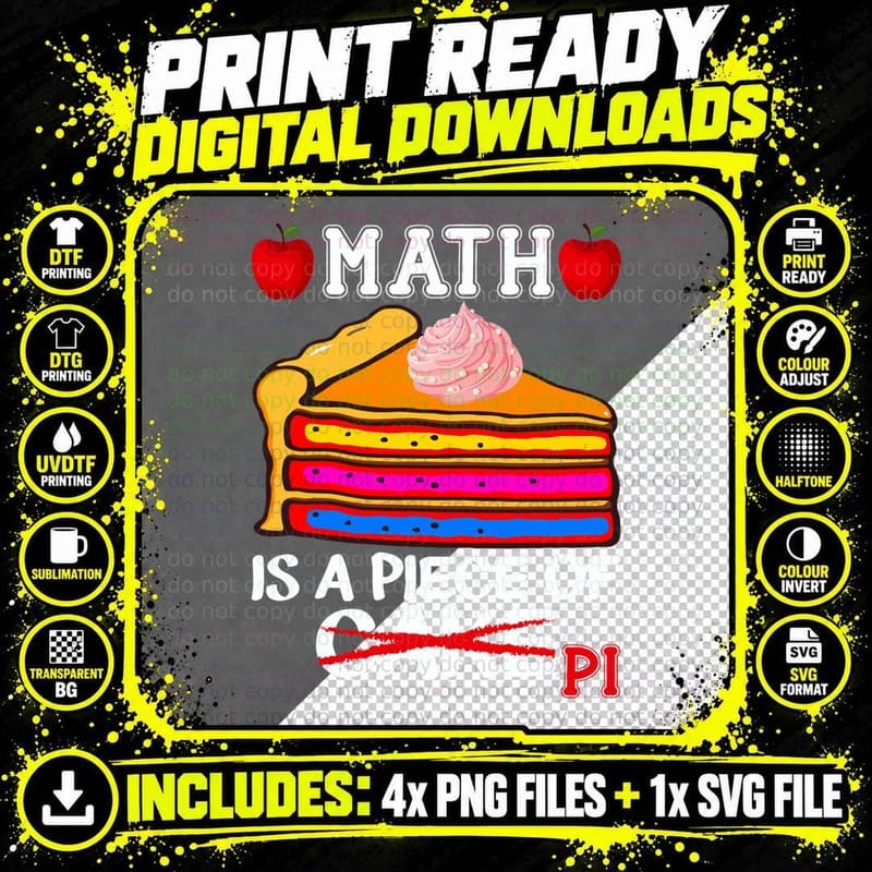 Funny Math Is a Piece of Pie Teacher Student Pi Day Png SVG Digital Bundle