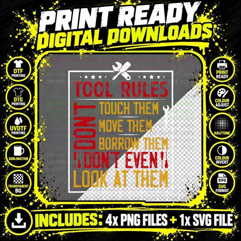 Funny Mechanic Tool Rules Auto Repair Car Mechanic Png SVG Digital Bundle