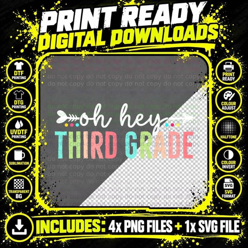 Funny Oh Hey Third Grade Back to School Teacher Student Png SVG Digital Bundle