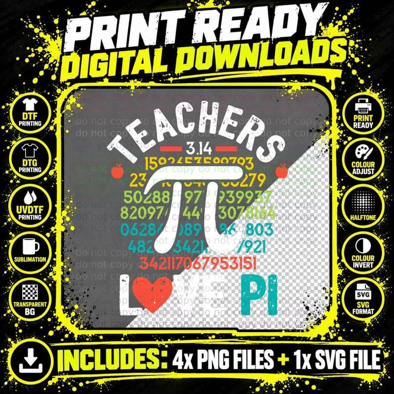 Funny Pi Day Math Teacher Shirt 3.14 Pi Symbol Nerds Png SVG Digital Bundle
