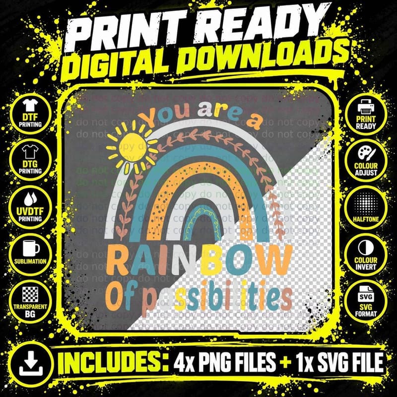 Funny and Cute Teacher You Are a Rainbow of Png SVG Digital Bundle