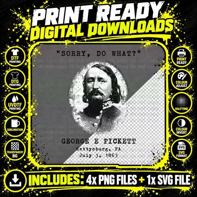 Gettysburg Confederate G E Pickett Civil War History Png SVG Digital Bundle