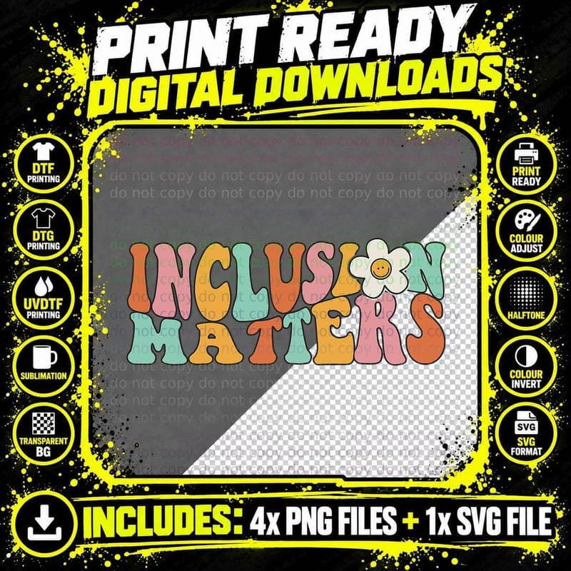 Gnoovy Vintage Inclusion Matters Special Education Png SVG Digital Bundle
