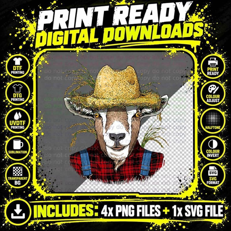 Goat Farmer Goat Farm Animal Lover T-Shirt Png SVG Digital Bundle