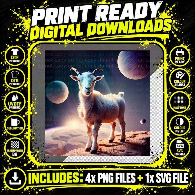 Goat in Space Farm Animal Farmer Rancher Country Png SVG Digital Bundle