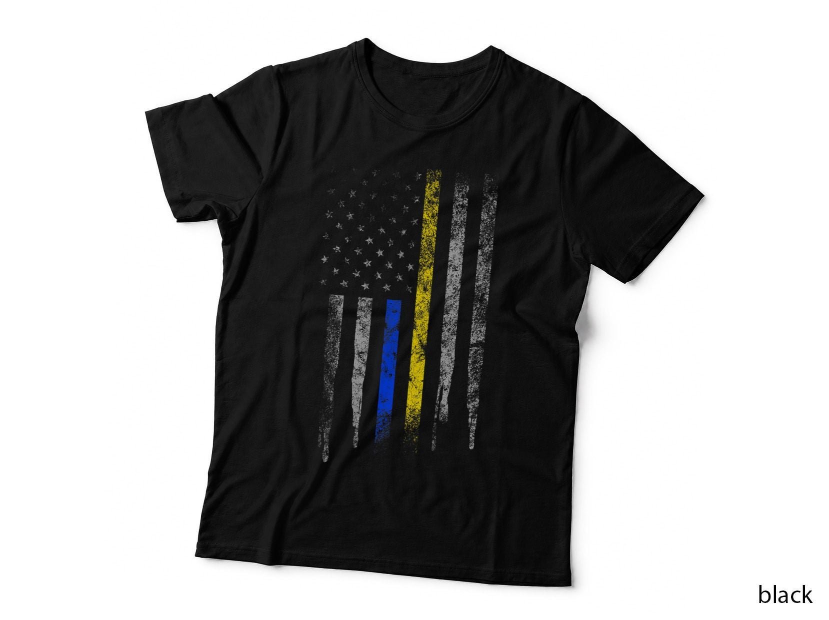 Gold Blue Line 911 Police Dispatcher First Responder T-Shirt