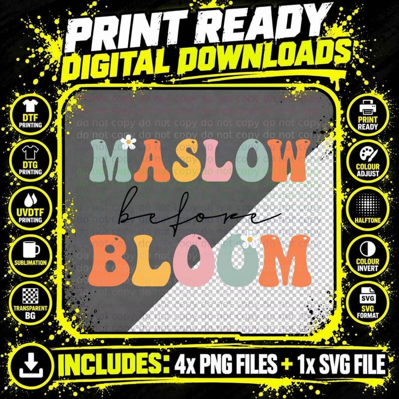 Groovy Maslow Before Bloom SPED Teacher School Png SVG Digital Bundle