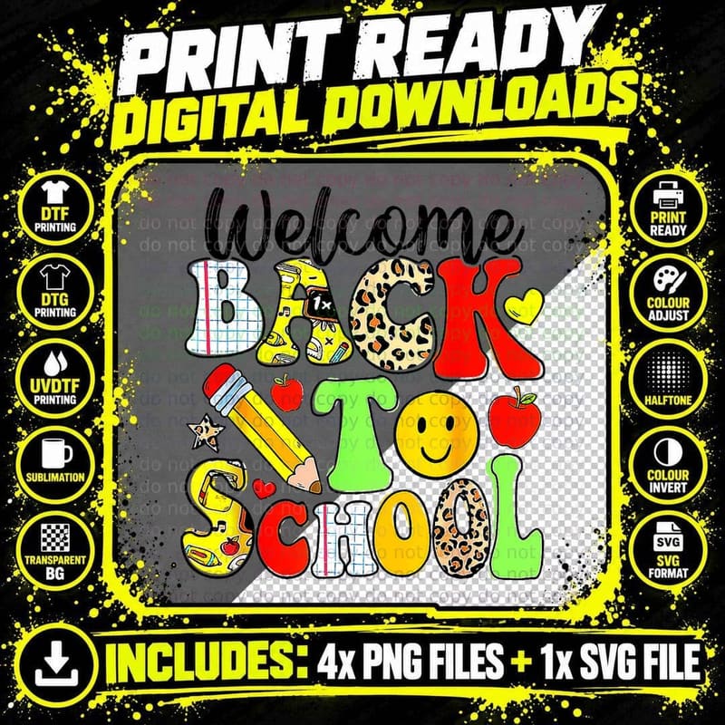 Groovy Teacher Vibes Elementary Retro Welcome Back to Png SVG Digital Bundle