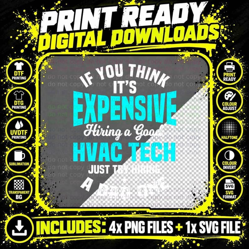 HVAC Technician Service HVACR Tech Mechanic Installer Png SVG Digital Bundle