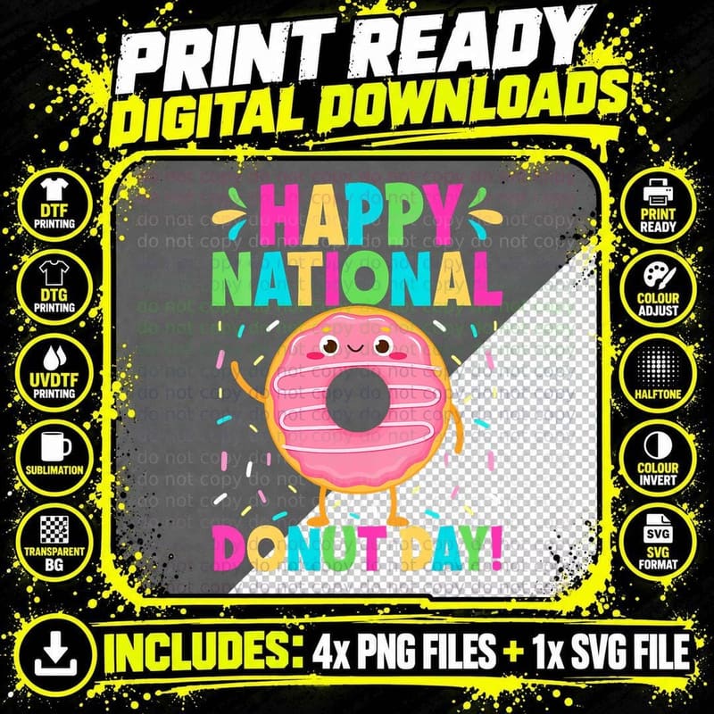Happy National Donuts Day Funny Doughnut Day Chef Baker Png SVG Digital Bundle