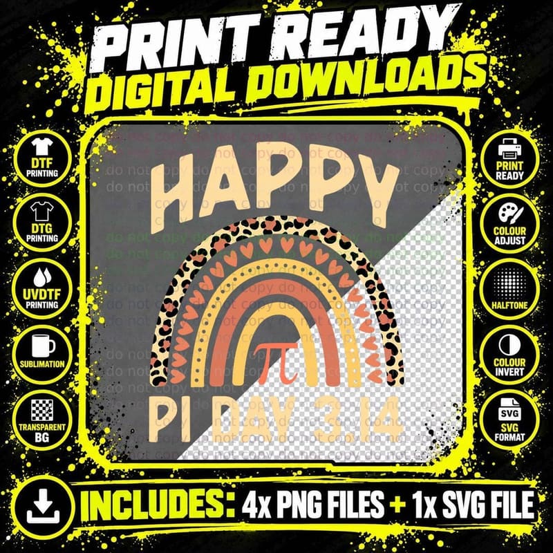 Happy Pi Day Math Lover Student Teacher 3.14 Rainbow Png SVG Digital Bundle