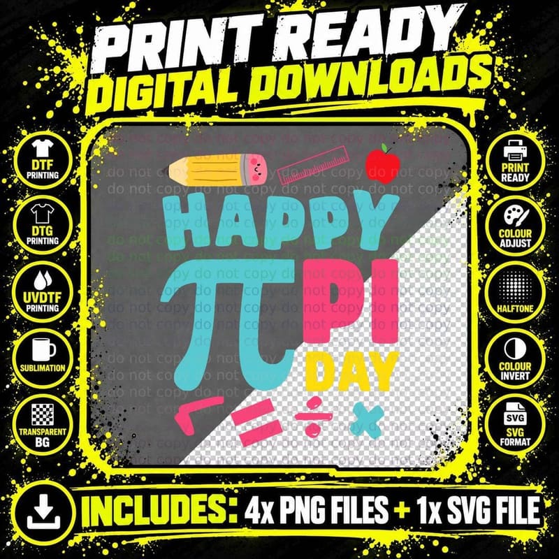 Happy Pi Day Mathematic Math Teacher Gift Women Men Girl Png SVG Digital Bundle
