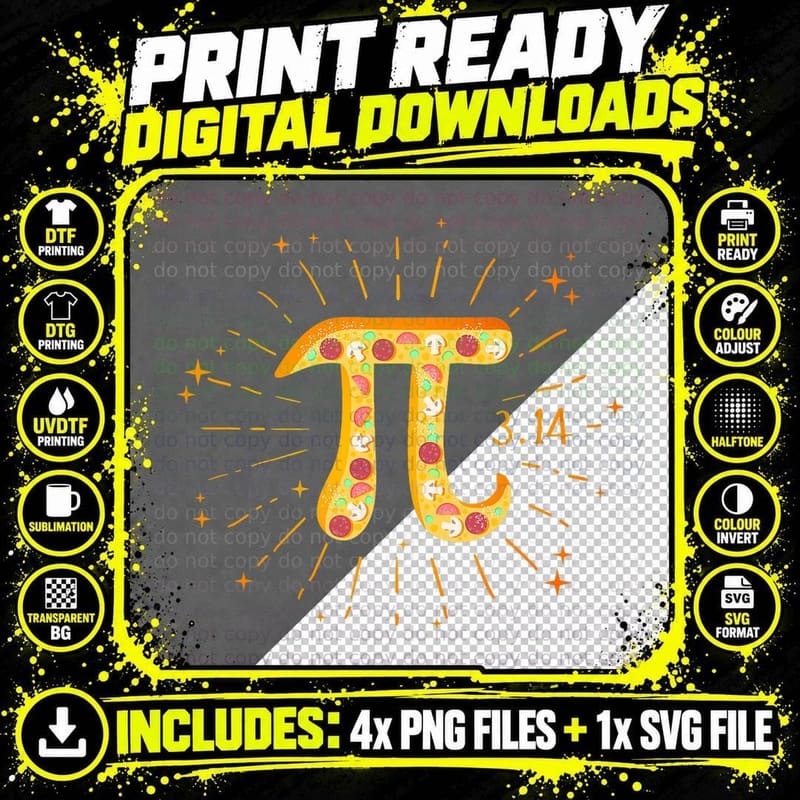 Happy Pi Day Mathematics Math Teacher Pi Symbol Pizza Png SVG Digital Bundle