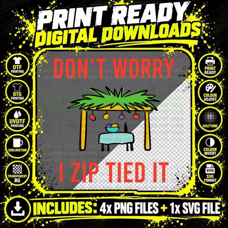 Happy Sukkot Don't Worry I Zip Tied It Jewish Sukkah Png SVG Digital Bundle