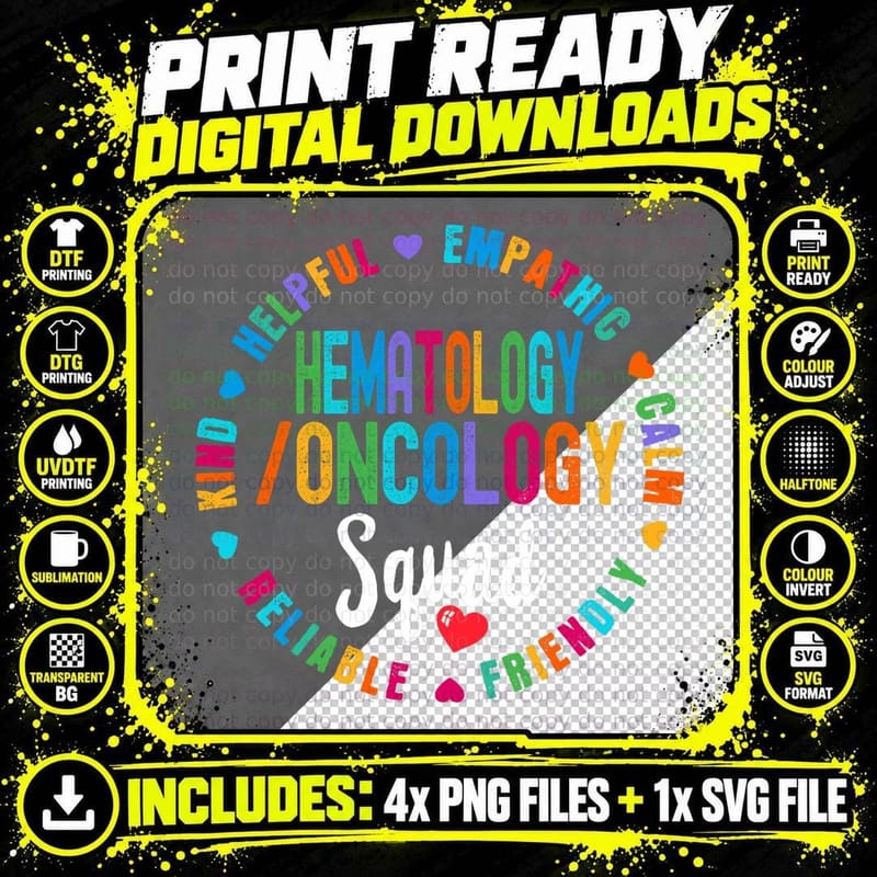 Hematology Oncology Squad Nurse Team Registered Nursing Png SVG Digital Bundle