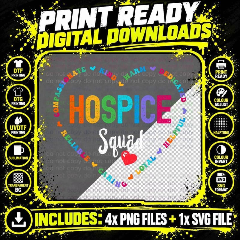 Hospice Squad Nurse Week Palliative Care Hospice Aide Png SVG Digital Bundle