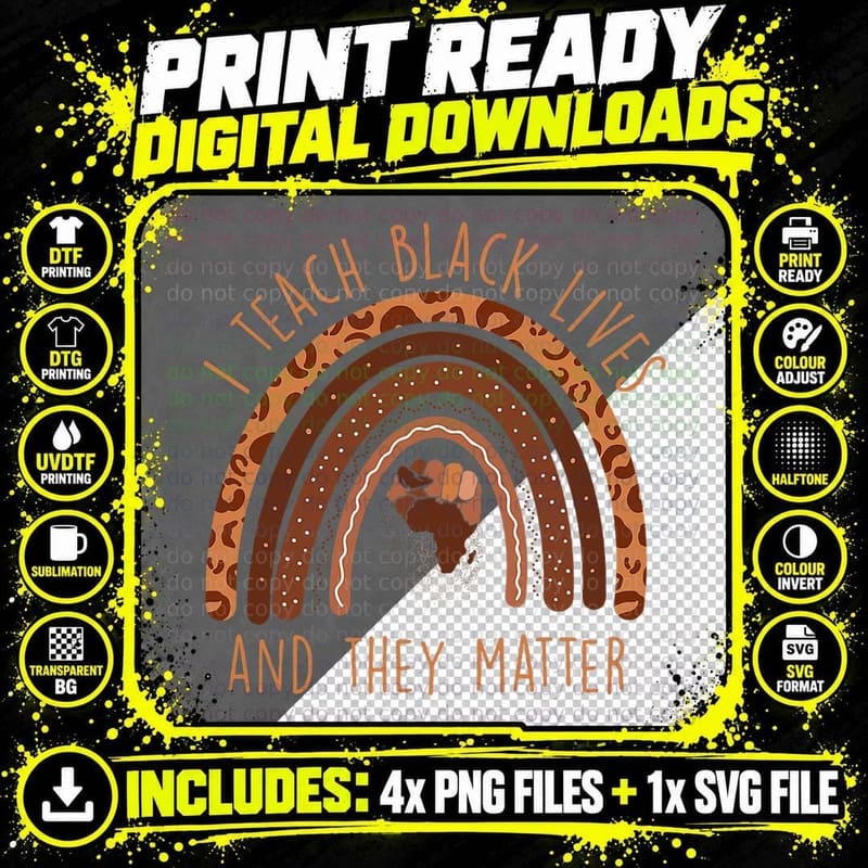 I Teach Black Lives and Y Matter Teacher Black History Png SVG Digital Bundle