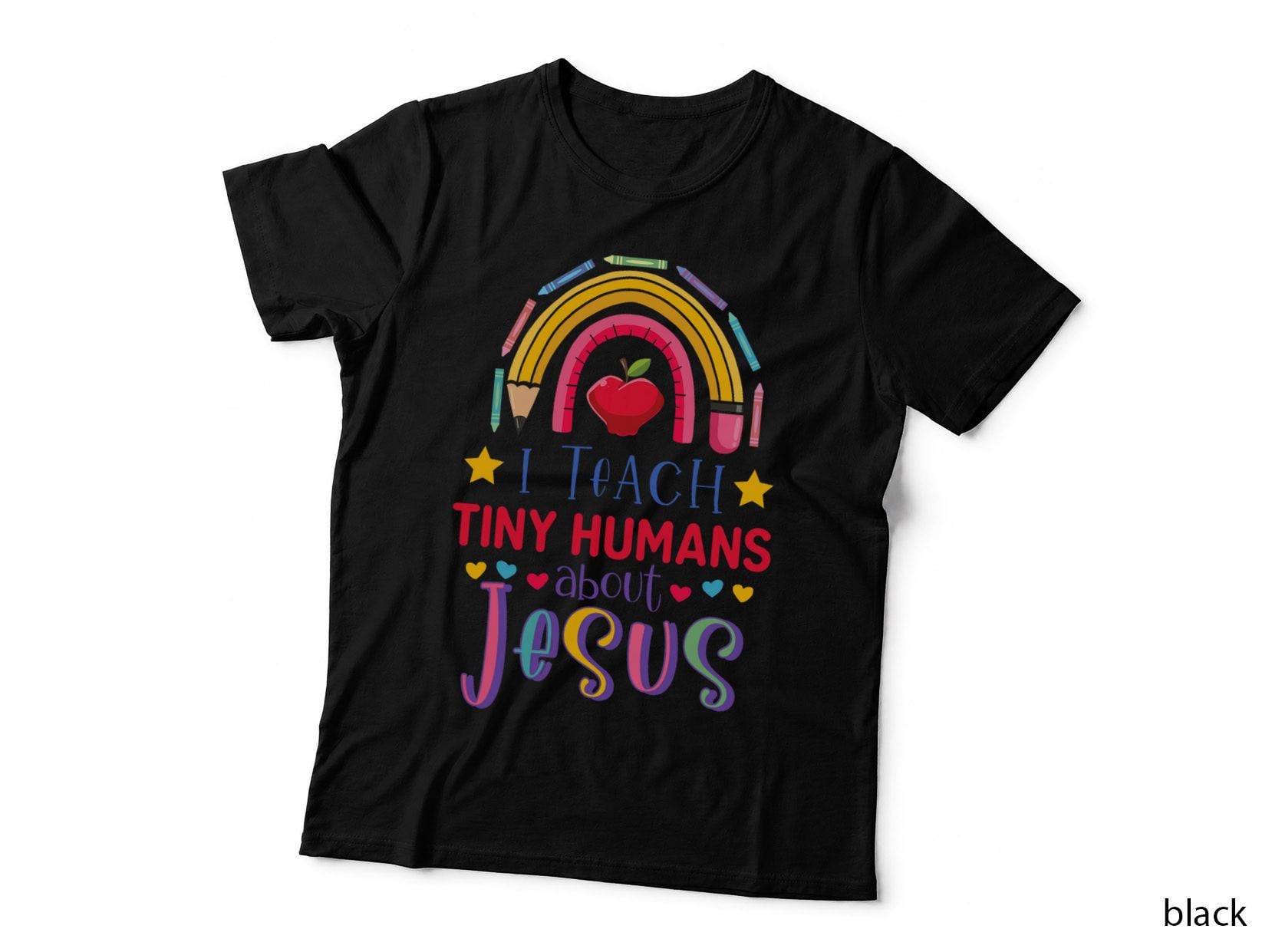 I Teach Tiny Humans About Jesus Christian Teacher Rainbow T-Shirt