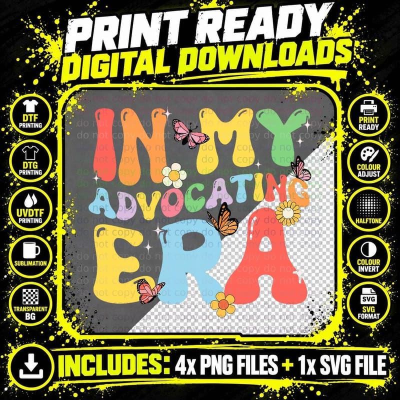 In My Advocating Era Groovy Sped Therapist Teacher Png SVG Digital Bundle