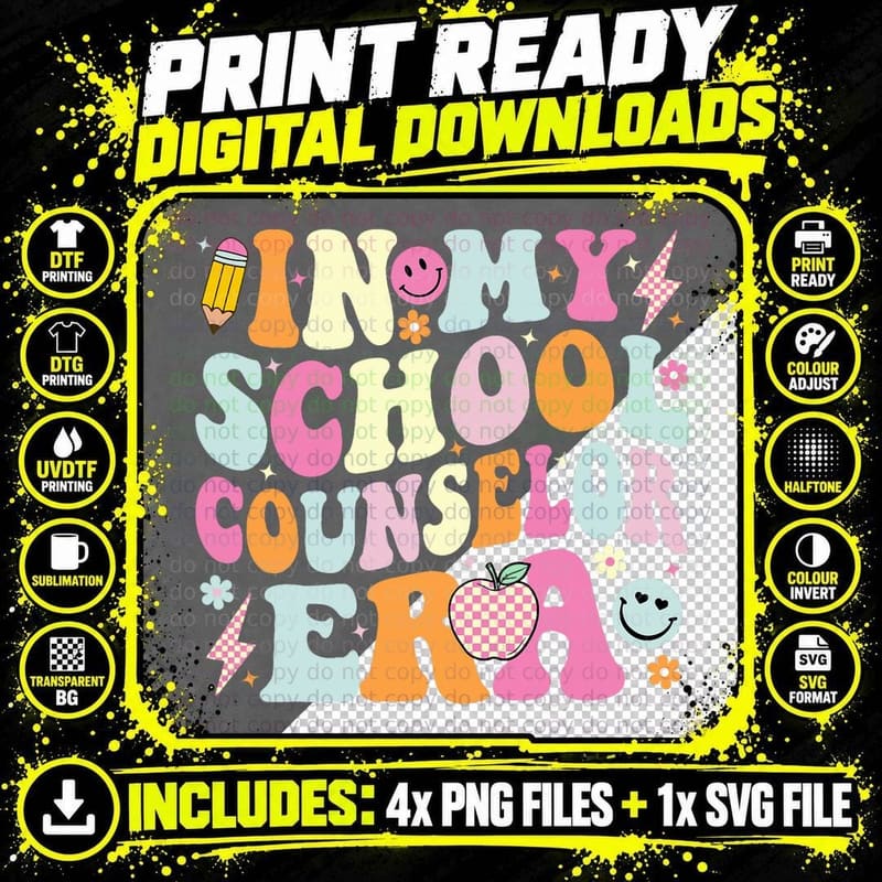 In My School Counselor Era Back to School Teacher Png SVG Digital Bundle