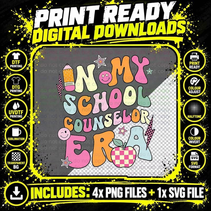 In My School Counselor Era Back to School Teacher Life Png SVG Digital Bundle