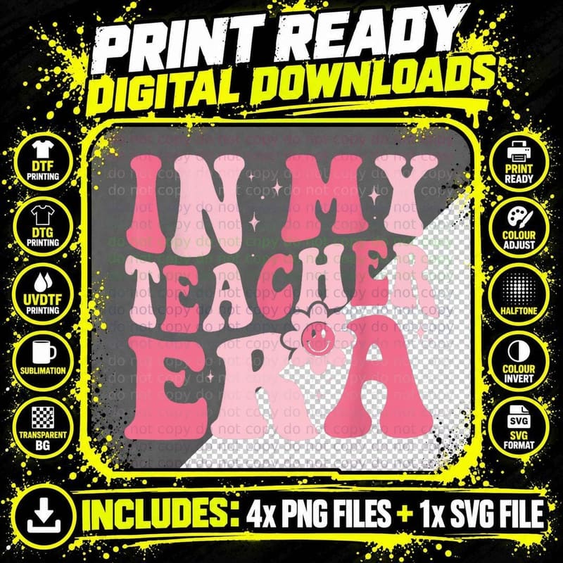 In My Teacher Era T-Shirt Png SVG Digital Bundle