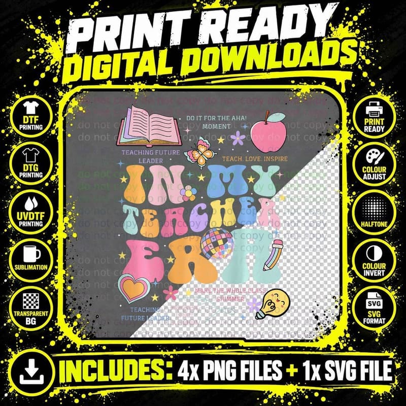 In My Teaching Era, First Day of School Teacher (on Png SVG Digital Bundle