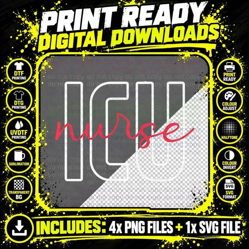 Intensive Care Nurse Life Pocket ICU Intensive Care Png SVG Digital Bundle