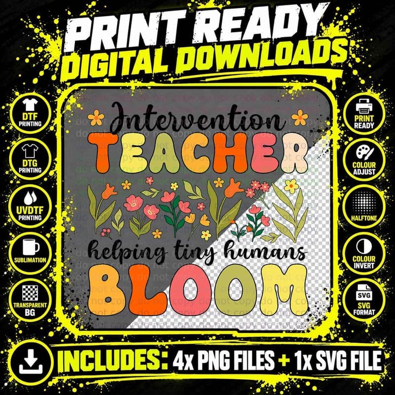 Intervention Teacher Tiny Humans Intervention Teaching Png SVG Digital Bundle