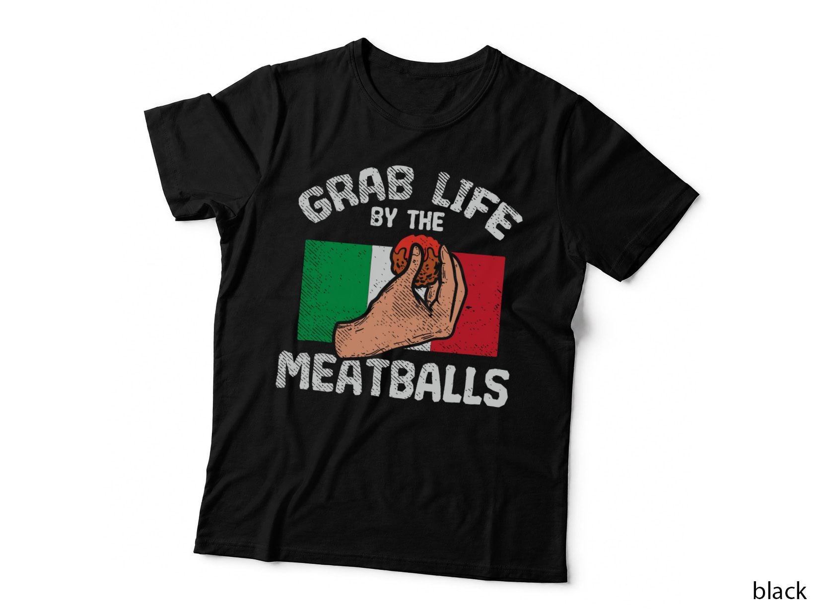 Italian Humor Chef Foodie Funny Grab Life by the Meatballs T-Shirt