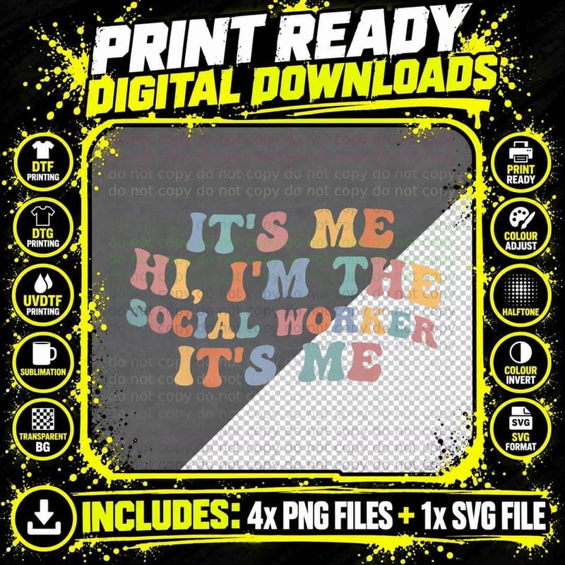 Its Me Hi I'm the Social Worker Retro Teacher Back to Png SVG Digital Bundle