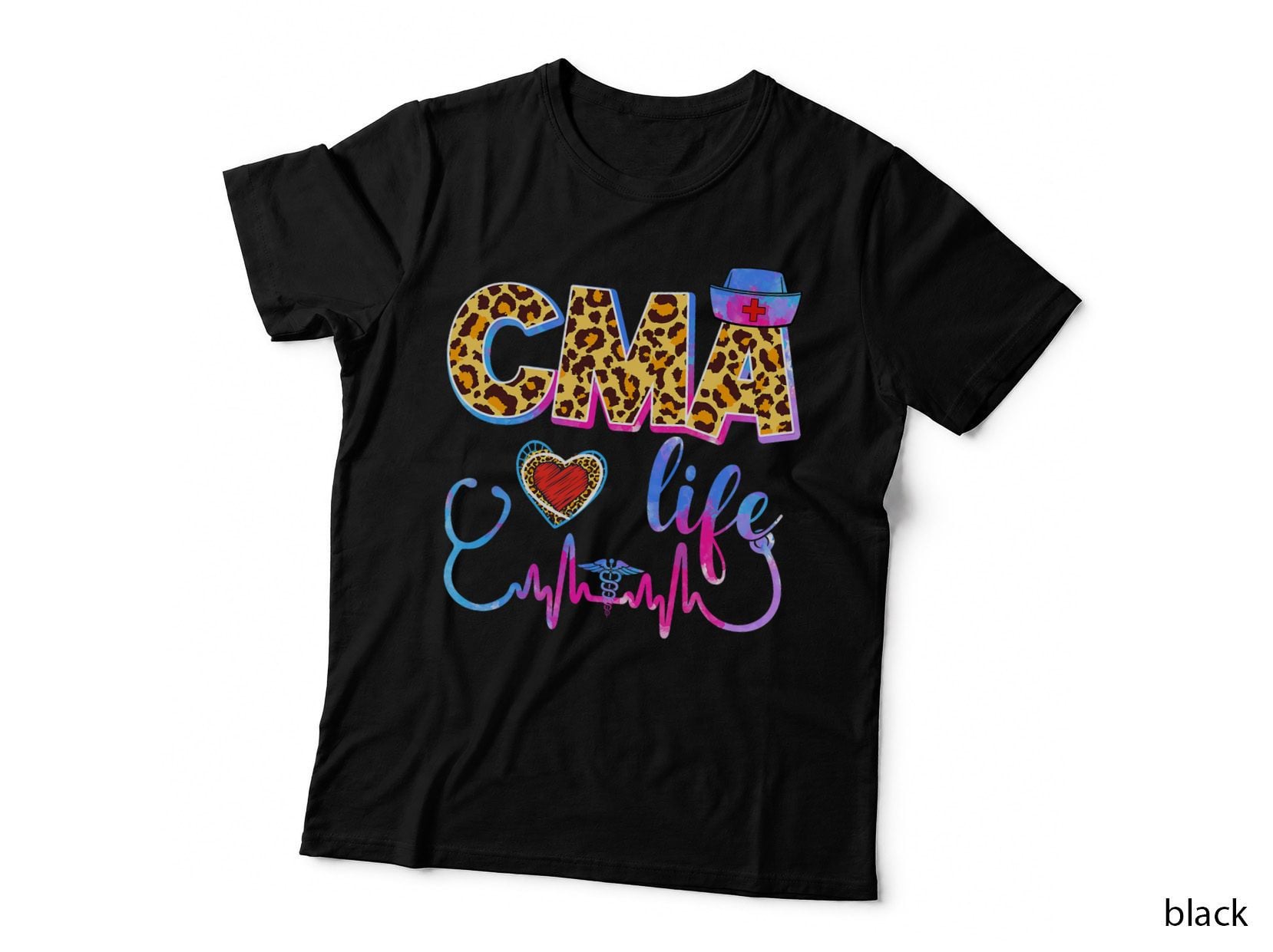 Leopard Tie Dye CMA Life Stethoscope Leopard Nurse Week T-Shirt