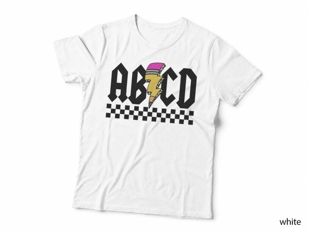 Lightning Pencil Rockn Roll Abcd Back to School Teacher Kid T-Shirt