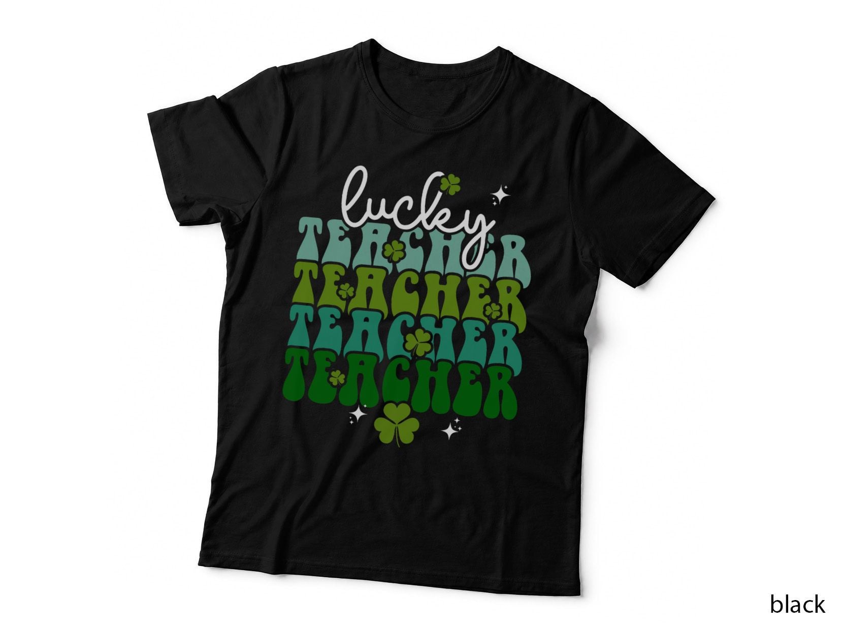 Lucky Teacher Groovy Retro Happy St Patrick's Day Teaching T-Shirt